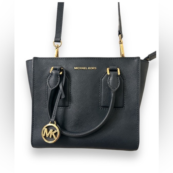 Michael Kors Messenger Selby Medium Admiral Navy Gold Leather Satchel - Picture 4 of 12